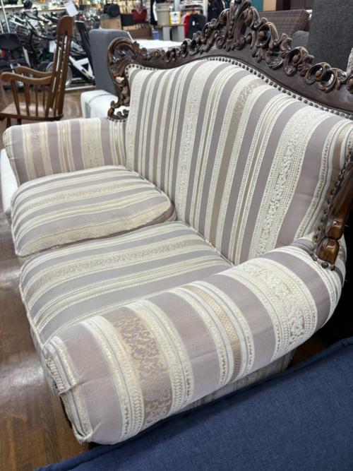 ロココ調2人掛けソファー ピンク×ブラウン