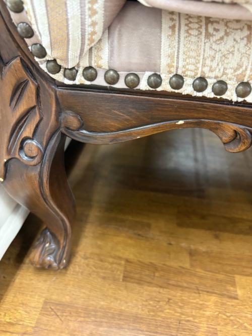 ロココ調2人掛けソファー ピンク×ブラウン