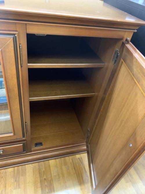 マルニ木工 キャビネット ブラウン ダウンライト付（電球切れ） 4枚扉 地中海ロイヤル