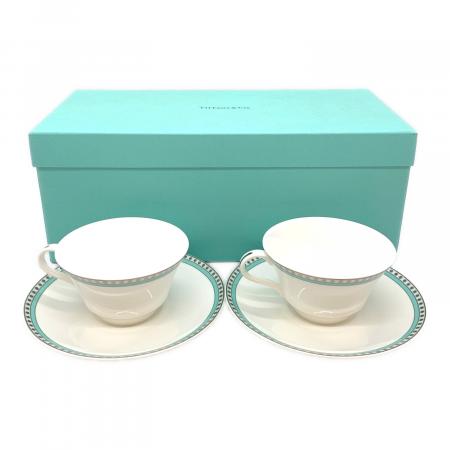 TIFFANY　カップ＆ソーサー　スワロフスキー　PROUNA　観賞用　未使用 TIFFANY & Co. (ティファニー) カップ&ソーサー プラチナブルーバンド