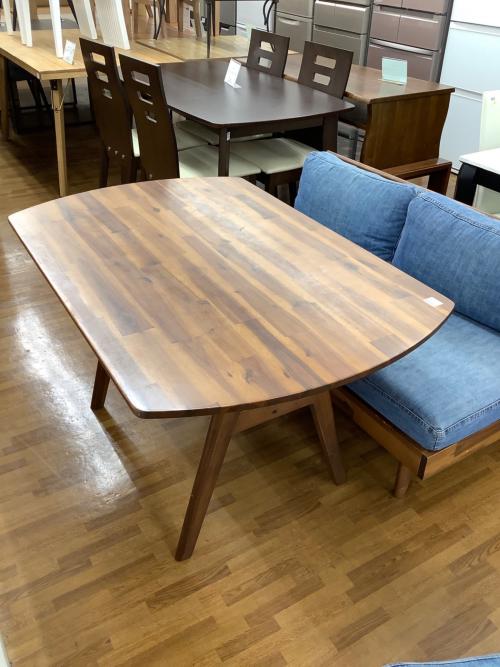 UNICO (ウニコ) ソファーダイニング3点セット ブラウン×ブルー ※背もたれネジ1本欠品 テーブル＆ソファー＆オットマン SWELLA