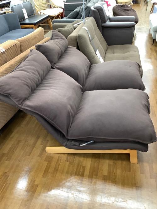 無印良品 (ムジルシリョウヒン) ハイバックリクライニングソファー2シーター ブラウン 2人掛け ファブリック