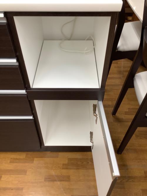 キッチンカウンター ホワイト×ブラウン 引出付き