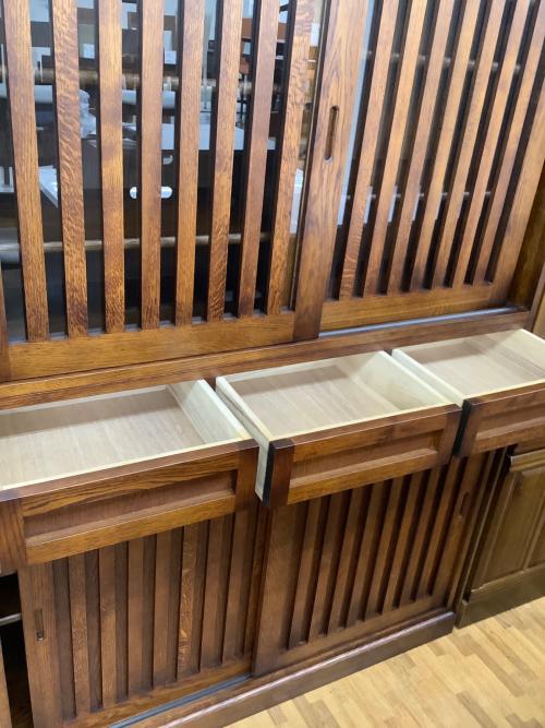 EZO キッチンボード ブラウン 水屋箪笥125 蝦夷民芸家具 潤い