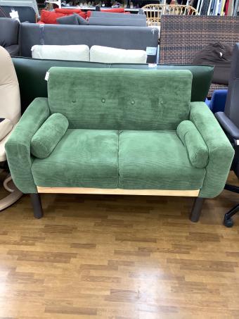 2人掛けソファー グリーン 天然木 /コーデュロイ