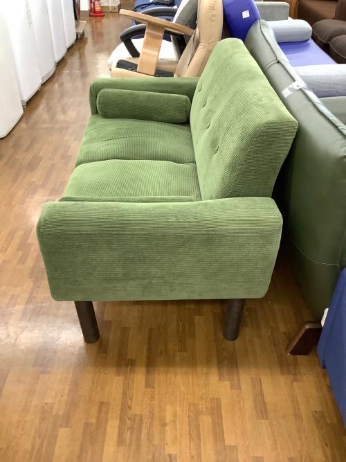 2人掛けソファー グリーン 天然木 /コーデュロイ