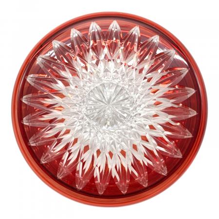 廣田硝子 (Hirota Glass) 江戸切子 シャーレ 蜘蛛の巣紋・赤
