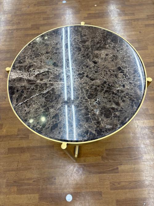 Knot antiques (ノットアンティークス) ラウンドテーブル 244 グレー×ゴールド マーブル