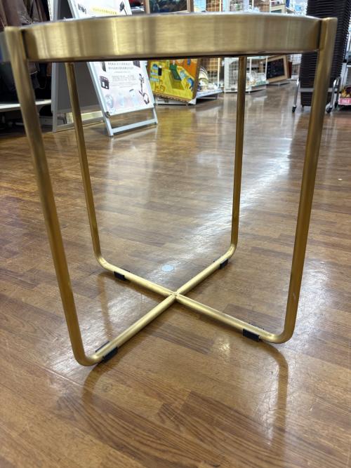 Knot antiques (ノットアンティークス) ラウンドテーブル 244 グレー×ゴールド マーブル