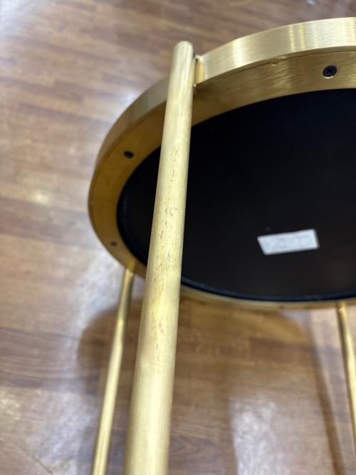 Knot antiques (ノットアンティークス) ラウンドテーブル 244 グレー×ゴールド マーブル