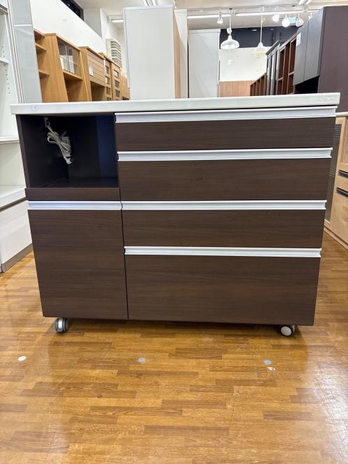 Pamouna (パモウナ) キッチンカウンター キャスター付 ブラウン