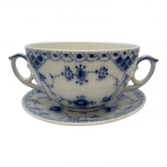 ROYAL COPENHAGEN (ロイヤル・コペンハーゲン) スープカップ&ソーサー ※二級品(スクラッチ有) ブルーフルーテッド・ハーフレース
