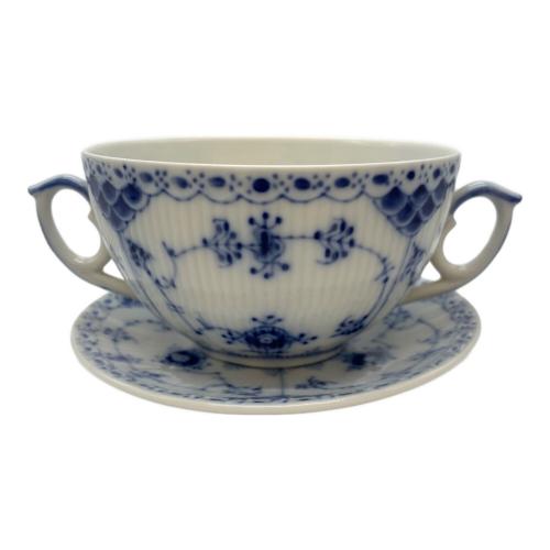 ROYAL COPENHAGEN (ロイヤル・コペンハーゲン) スープカップ&ソーサー ※二級品(スクラッチ有) ブルーフルーテッド・ハーフレース