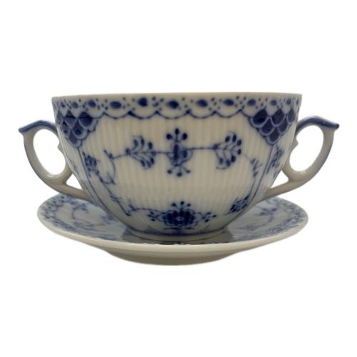 ROYAL COPENHAGEN (ロイヤル・コペンハーゲン) スープカップ&ソーサー ※二級品(スクラッチ有) ブルーフルーテッド・ハーフレース