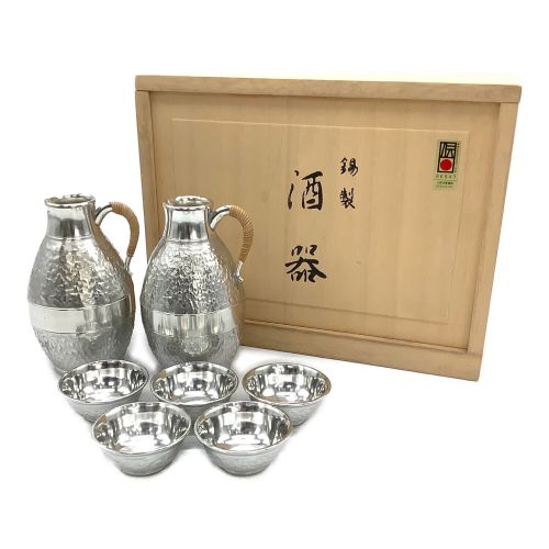 大阪浪華錫器 (オオサカナニワスズキ) 酒器揃 錫製 徳利×5 お猪口×5