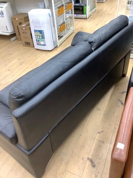3人掛けソファー 合皮 ブラック【トレファク堺福田店】