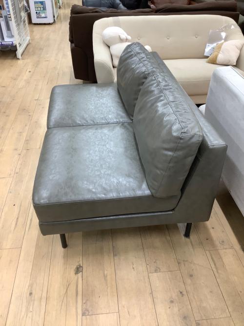 2人掛けソファー グリーン インダストリアル調 合皮