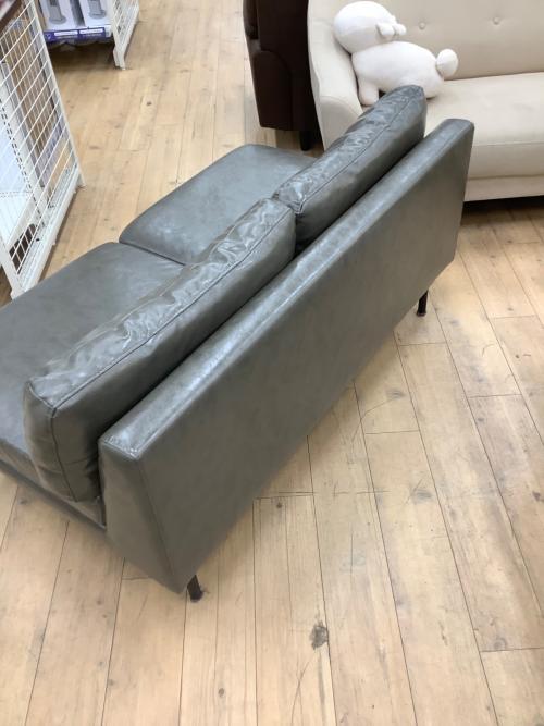 2人掛けソファー グリーン インダストリアル調 合皮