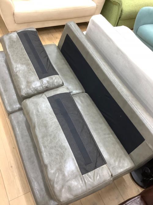 2人掛けソファー グリーン インダストリアル調 合皮