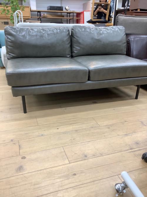 2人掛けソファー グリーン インダストリアル調 合皮