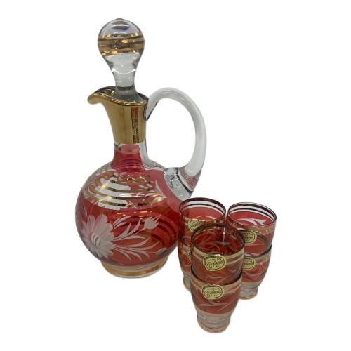 Bohemia (ボヘミア) デキャンタ＆ショットグラスセット レッド×クリア