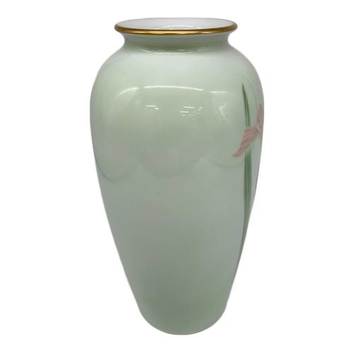 深川製磁 (フカガワセイジ) 花瓶 あやめ 色絵彩磁 ブルー