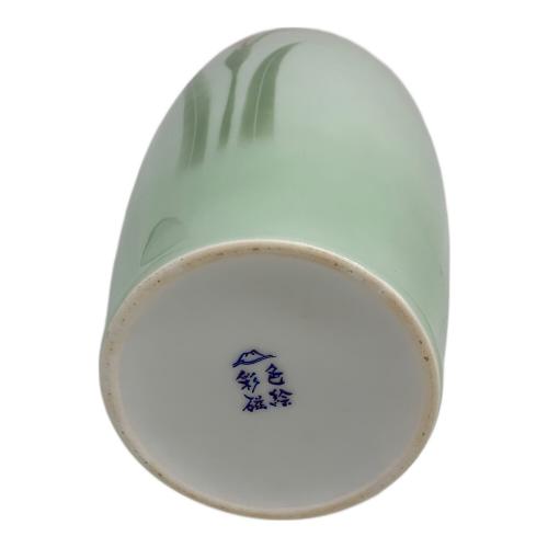 深川製磁 (フカガワセイジ) 花瓶 あやめ 色絵彩磁 ブルー