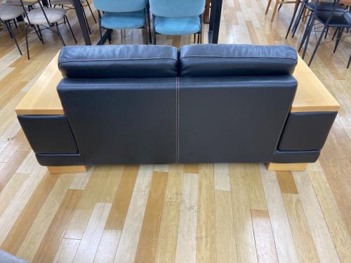 LURKEY 2人掛けソファー ブラック×ナチュラル  半革