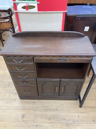 キャビネット ブラウン 2枚扉 5段引き出し