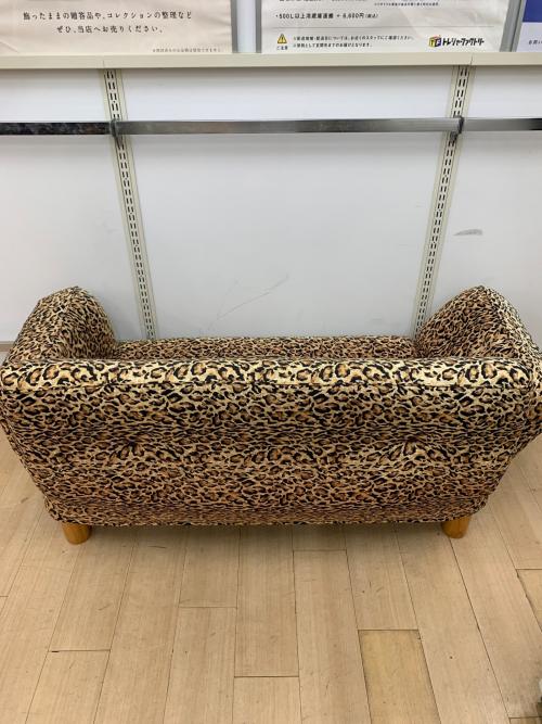 2人掛けソファー カーキ×ブラック ヒョウ柄 2人掛け