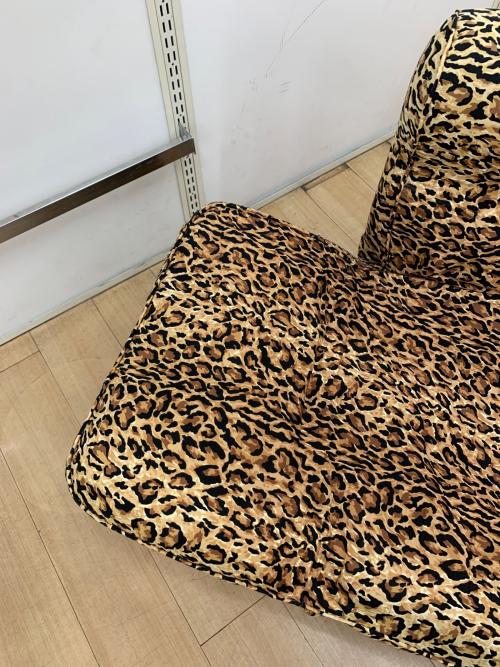 2人掛けソファー カーキ×ブラック ヒョウ柄 2人掛け