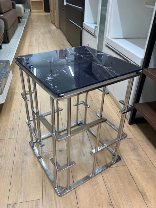 KARE (カレ) サイドテーブル ブラック×シルバー Rome