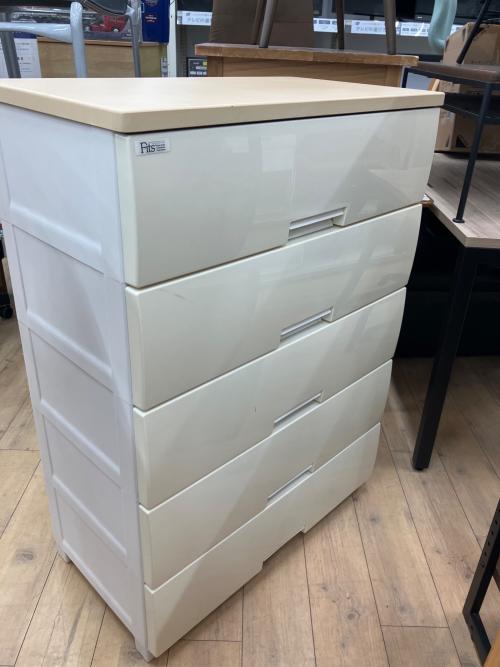 FITS (フィッツ) ウッドトップチェスト 106 アイボリー×ナチュラル