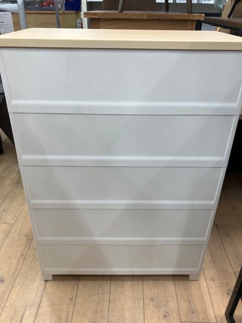 FITS (フィッツ) ウッドトップチェスト 106 アイボリー×ナチュラル