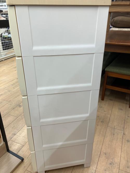 FITS (フィッツ) ウッドトップチェスト 106 アイボリー×ナチュラル