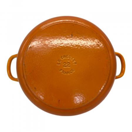 LE CREUSET (ルクルーゼ) 両手鍋 SIZE 22cm オレンジ ココット・ロンド