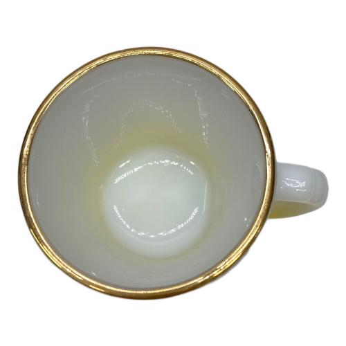 Fire King (ファイヤーキング) Dハンドルマグ Anchor Hocking イエロー×ホワイト 金縁