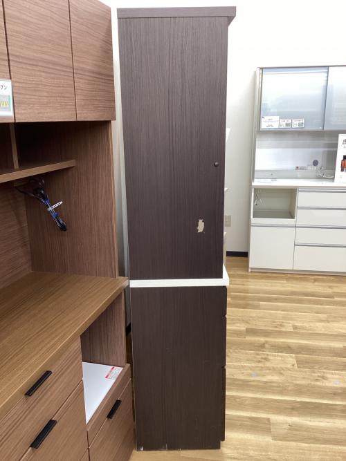 ニトリ レンジボード ブラウン 119 スライド2枚扉 3段引き出し