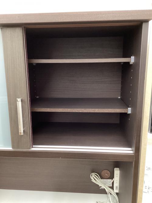 ニトリ レンジボード ブラウン 119 スライド2枚扉 3段引き出し