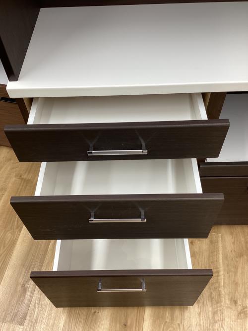 ニトリ レンジボード ブラウン 119 スライド2枚扉 3段引き出し