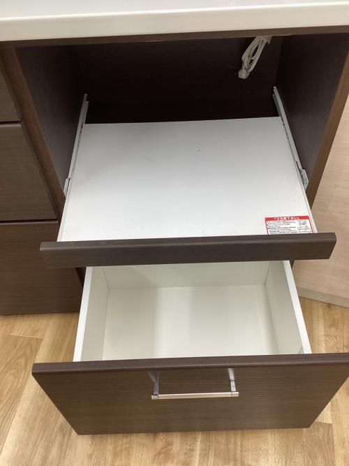 ニトリ レンジボード ブラウン 119 スライド2枚扉 3段引き出し