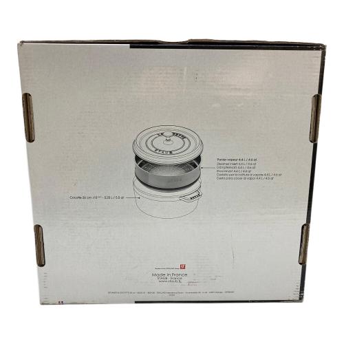 Staub (ストウブ) 鍋 ブラック 26cm ブラック 40510-606 ピコ・ココット ラウンド スチーマーセット 未使用品