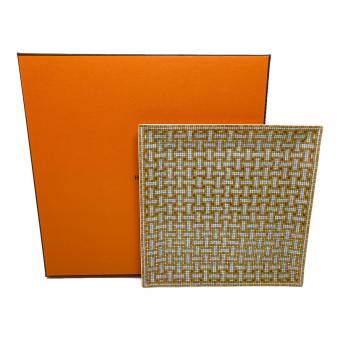 HERMES (エルメス) スクエアプレート 裏面ヨゴレ有 プチカレ モザイク24 ゴールド No4