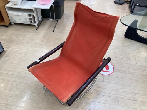 藤栄 (フジエイ) ロッキングチェアー レッド×ブラウン キャンバス×ウッド NYCHAIR F