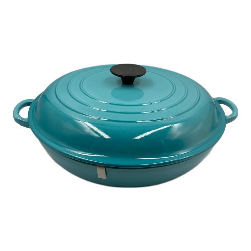 LE CREUSET (ルクルーゼ) 両手鍋 SIZE 30cm カリビアンブルー ビュッフェ・キャセロール USED品