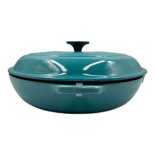 LE CREUSET (ルクルーゼ) 両手鍋 SIZE 30cm カリビアンブルー ビュッフェ・キャセロール USED品