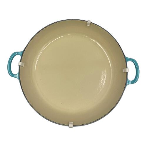 LE CREUSET (ルクルーゼ) 両手鍋 SIZE 30cm カリビアンブルー ビュッフェ・キャセロール USED品