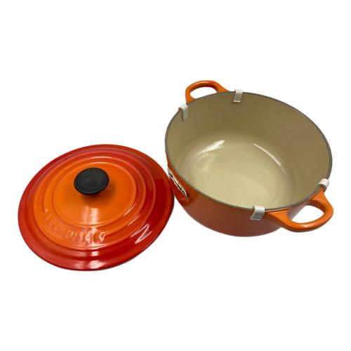 LE CREUSET (ルクルーゼ) 両手鍋 レシピブックセット 20cm オレンジ ココット・ロンド　USED品