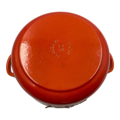 LE CREUSET (ルクルーゼ) 両手鍋 レシピブックセット 20cm オレンジ ココット・ロンド　USED品