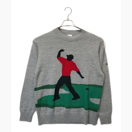 NIKE (ナイキ) Tiger Woods TW Golf Sweater Knit Fist Pump グレー サイズ:Ｌ